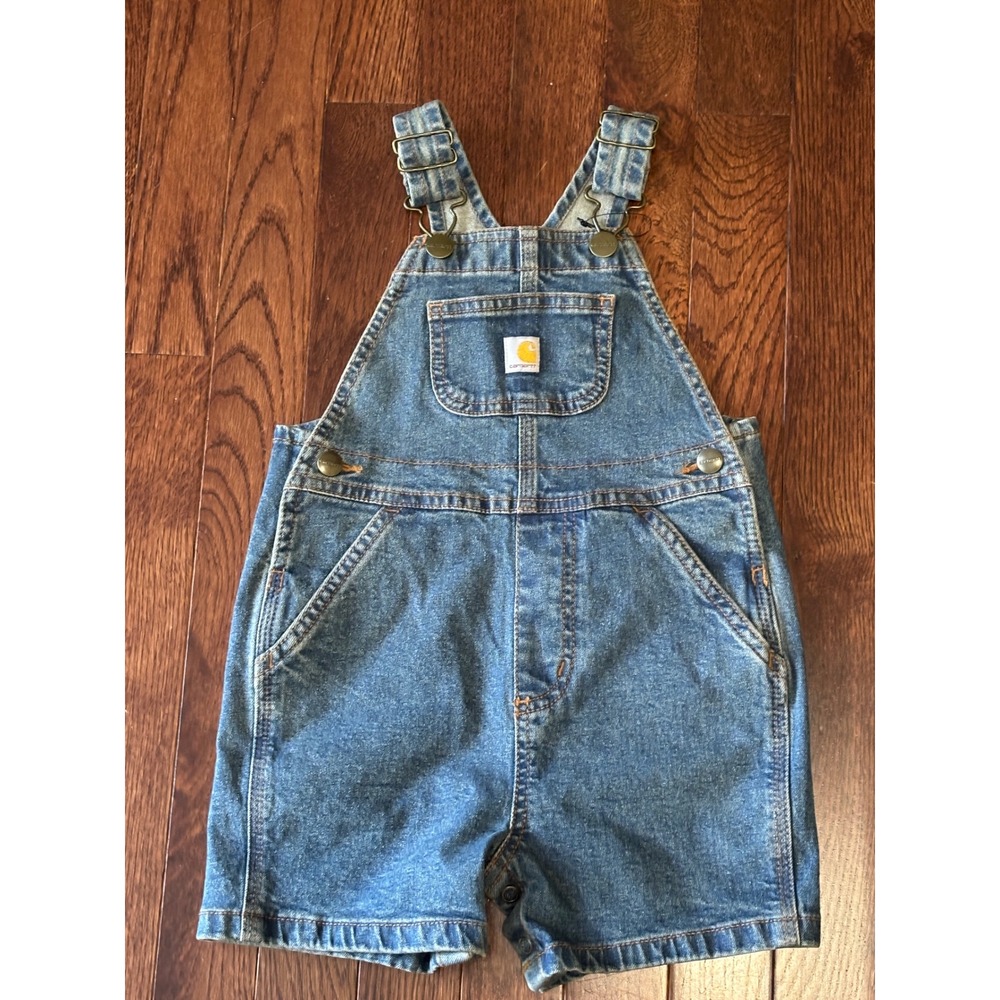 Carhartt Toddler Denim Shortall Overalls 24M Blue Jean Bib Workwear Baby